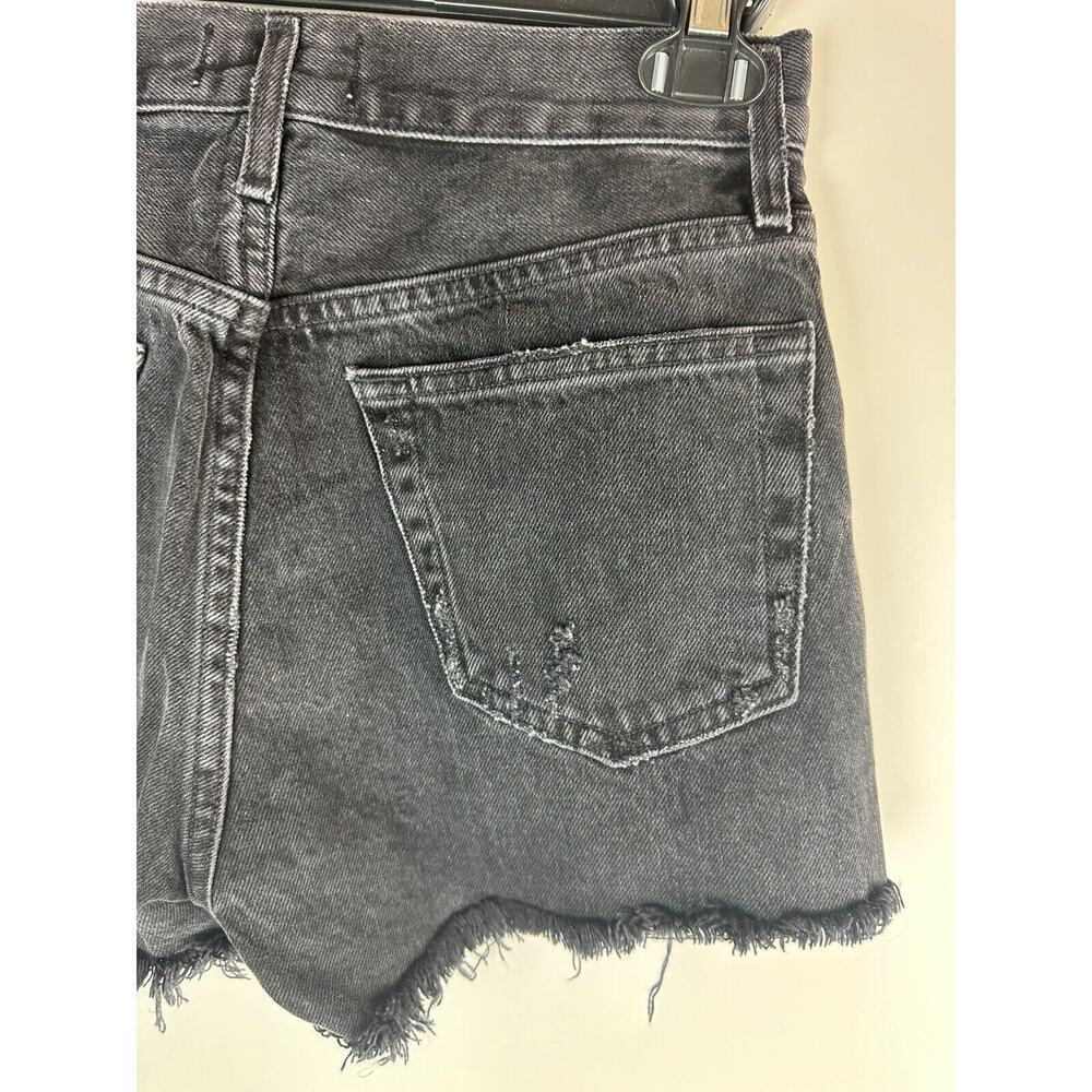 Agolde Parker Short Cut Off Raw Hem Distressed Shorts Button Fly Black Size 23 - Picture 9 of 13